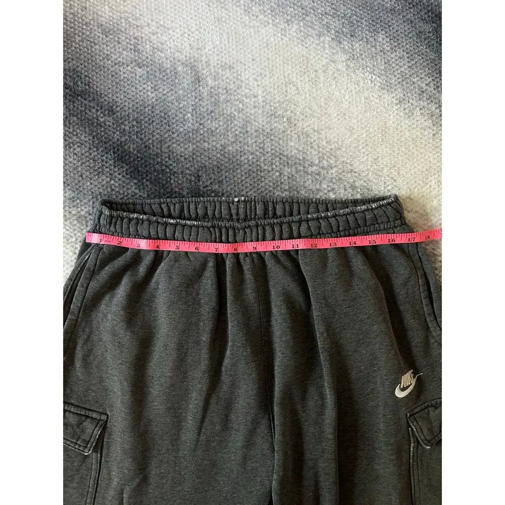 Nike Mens Club Fleece Classic Cargo Reworked Distressed Gray Joggers Size Large